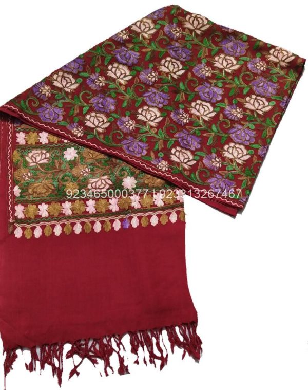 Maroon Aari work Jama with multicolor Embroidery