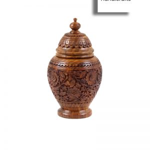 Hand Carved Wooden Jar 12″