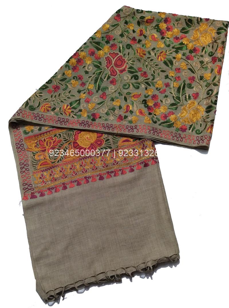 Natural Aari work Jama with multicolor Embroidery
