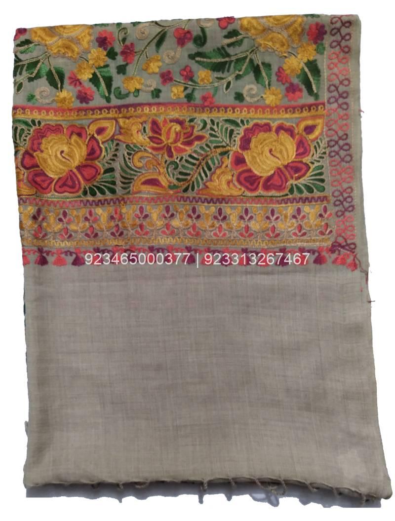 Natural Aari work Jama with multicolor Embroidery