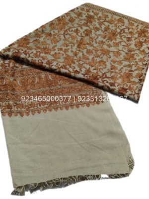 Skin with Brown Aari Work Jama with Embroidery