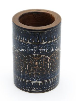 Wooden Pen Holder With Lacquer Art Design