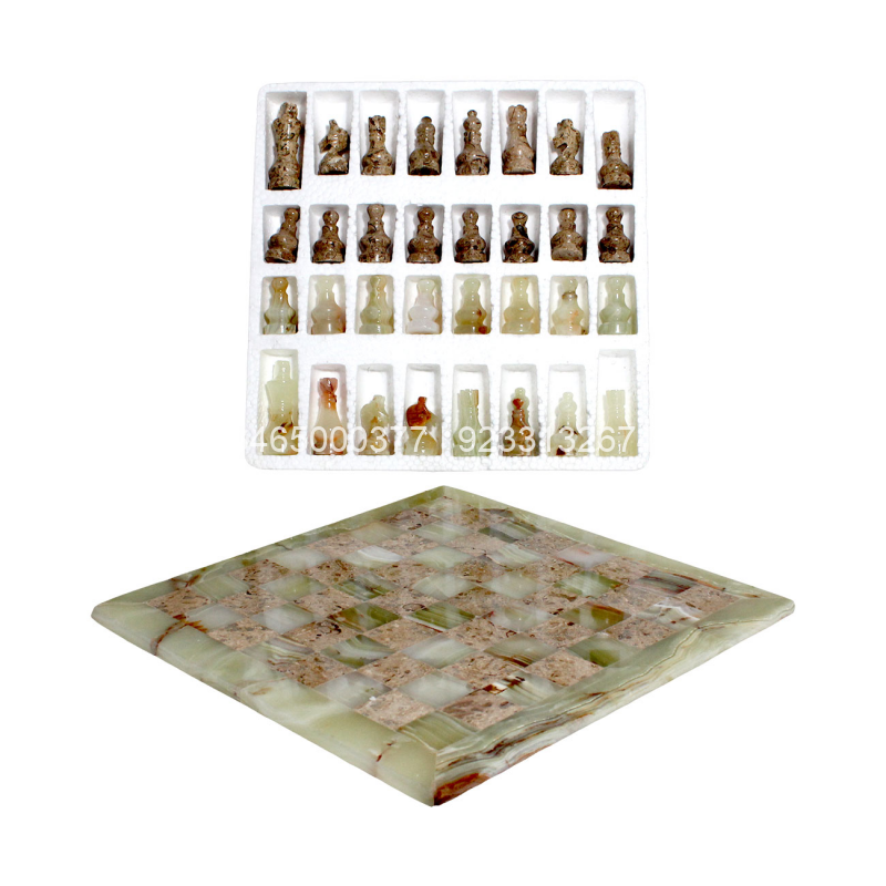 Multi Green Onyx And Fossil Coral Chess Multi Green Onyx And Fossil Coral Chess