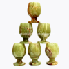 Green Onyx Stone Wine Glass Small Pair