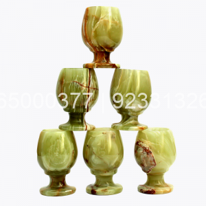 Green Onyx Stone Wine Glass Small Pair 5″ (Set 6 Pieces)