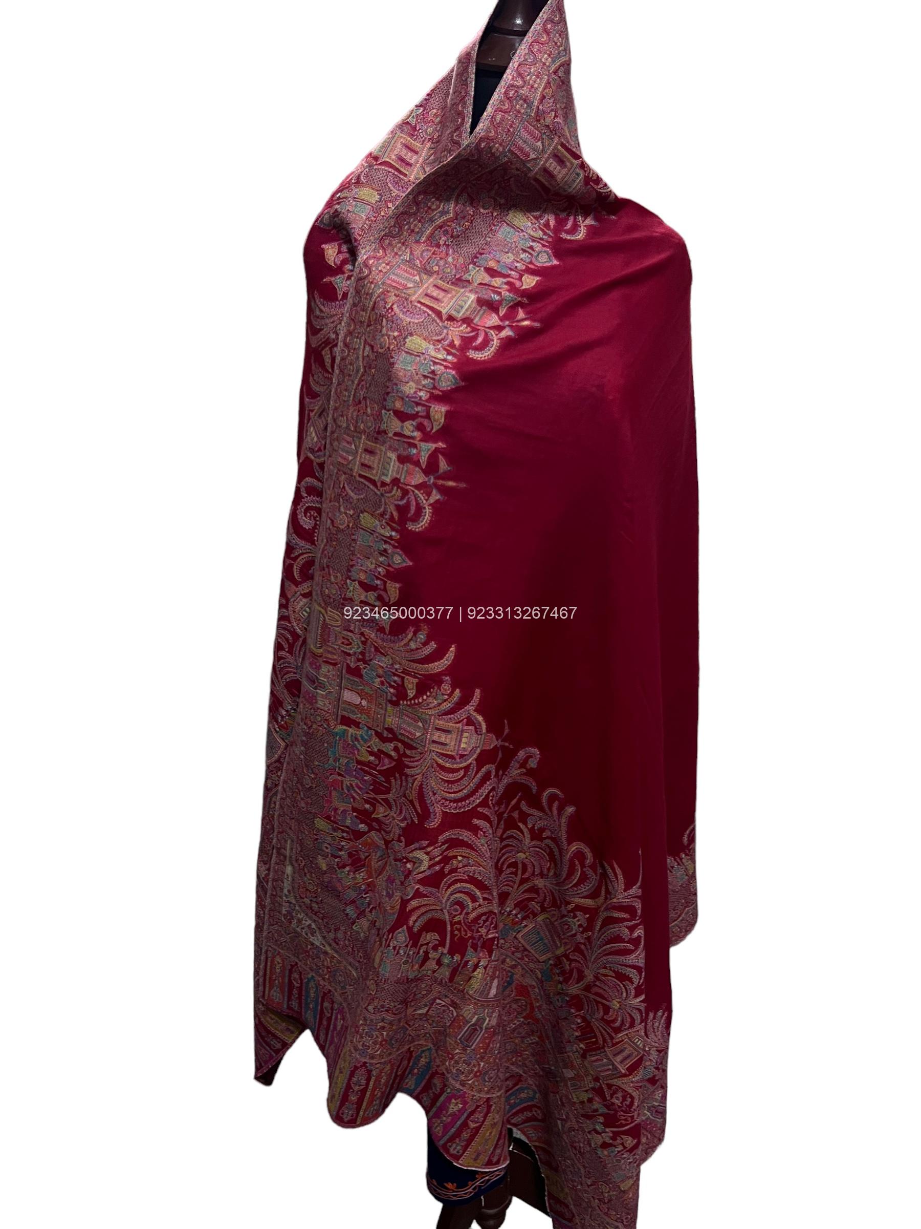 Pashmina kani Shawl with Mughal Darbar Design Pashmina kani Shawl with Mughal Darbar Design